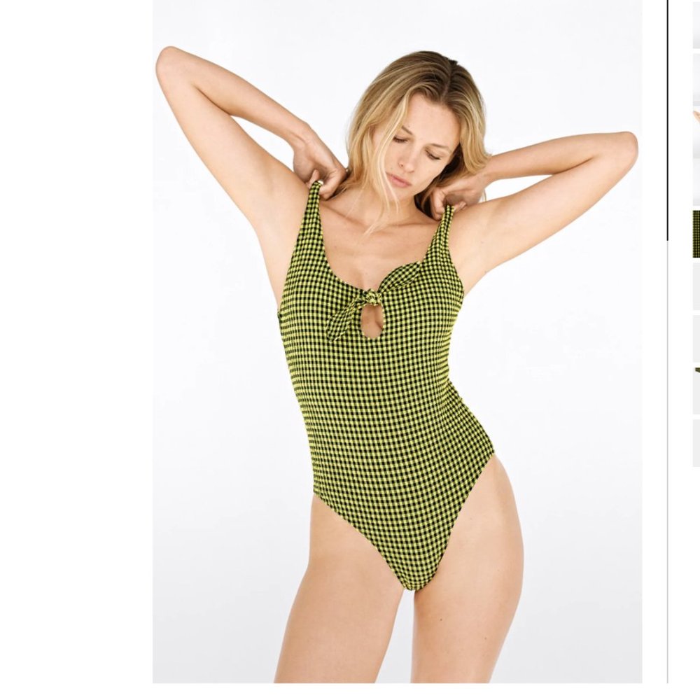 Zara Gingham Swimsuit Yellow And Black Size Small